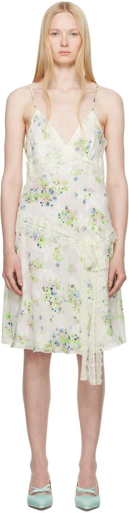 Anna Sui Off-White Rosies Posies Chiffon Romantic Lace Slip Dress