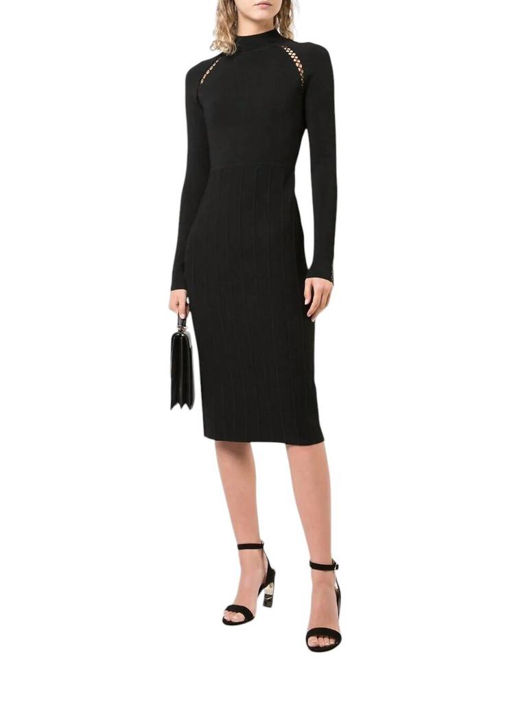 LELA ROSE Lela Rose - Mock Neck Long Sleeve Knit Cocktail Dress