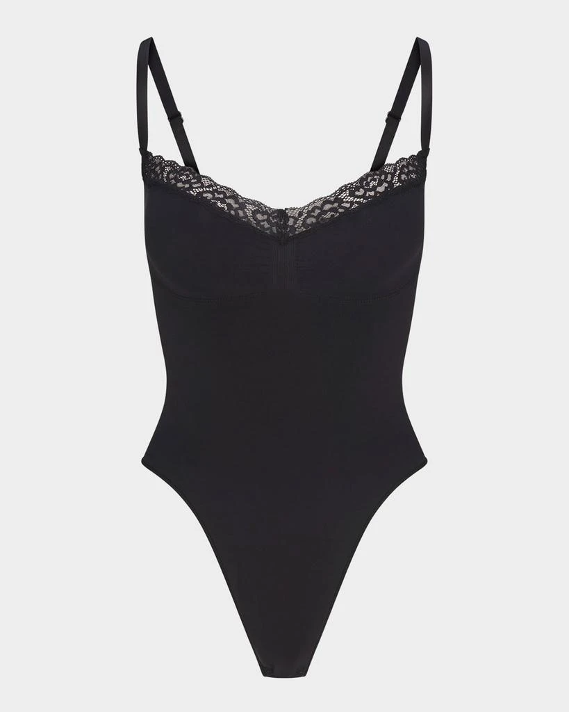 SKIMS Seamless Sculpt Lace-Trim Thong Bodysuit 1