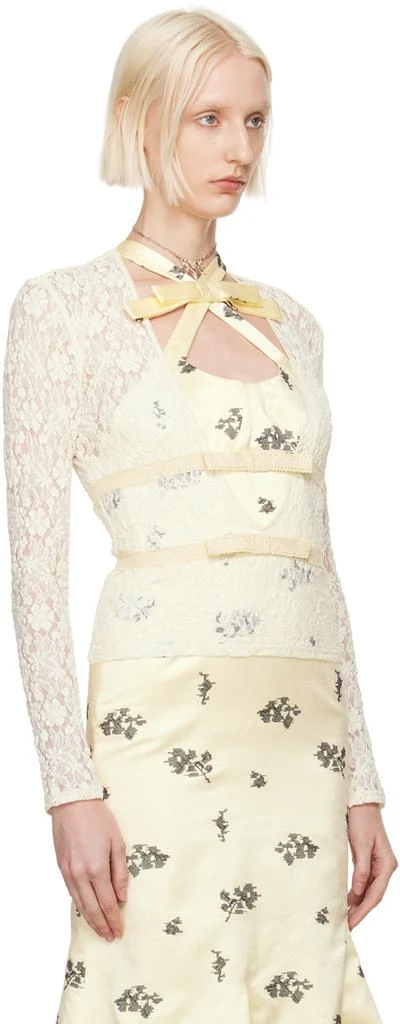 Yuhan Wang Off-White Ribbon Tied Lace Blouse 2