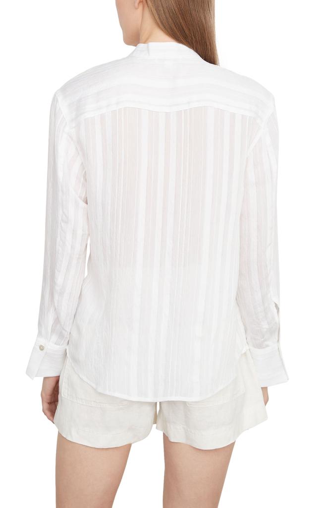 Vince Drapey Stripe Band Collar Button-Up Shirt