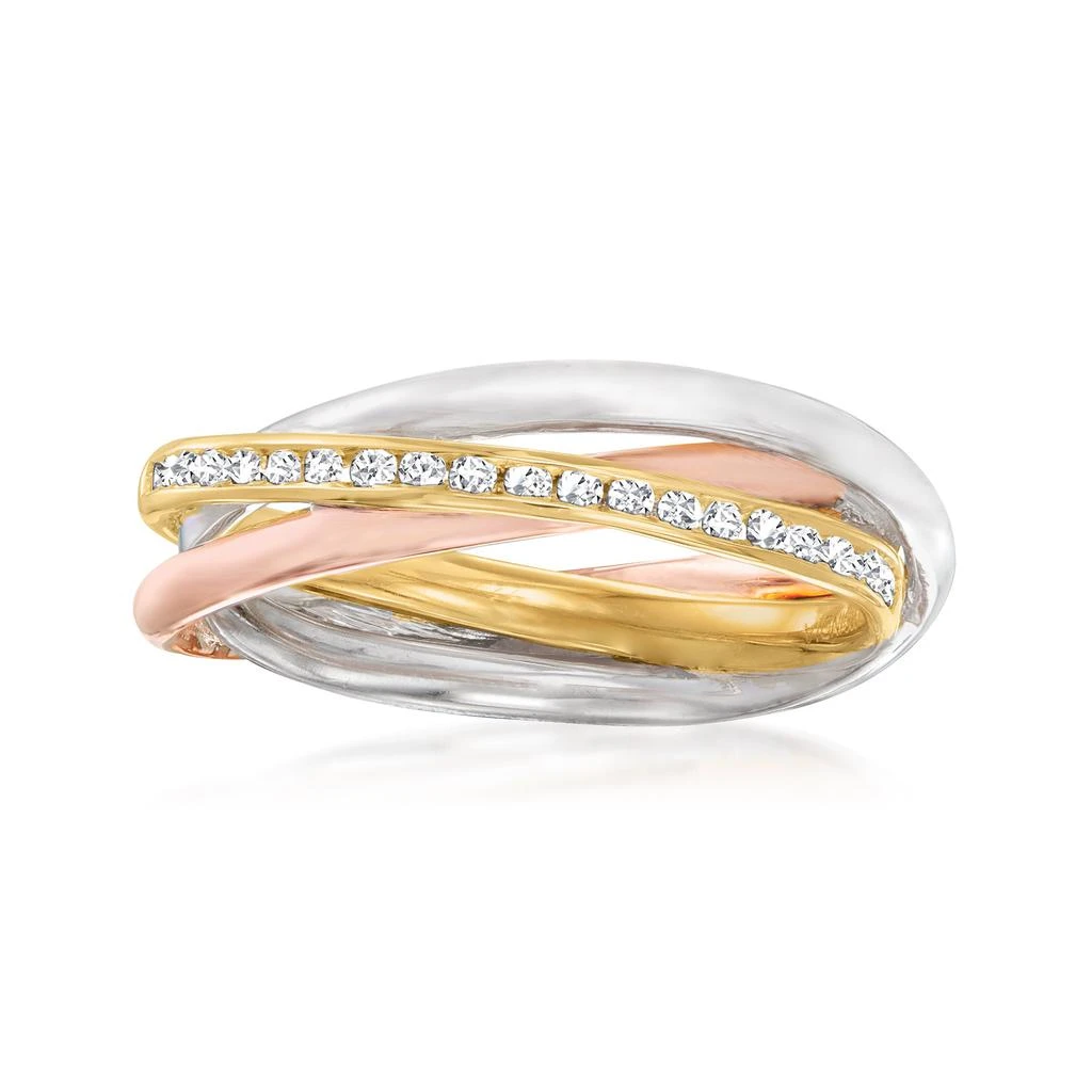 Ross-Simons Diamond Rolling Ring in Tri-Colored Sterling Silver 1