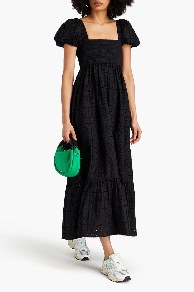 Ganni Shirred broderie anglaise cotton maxi dress 2