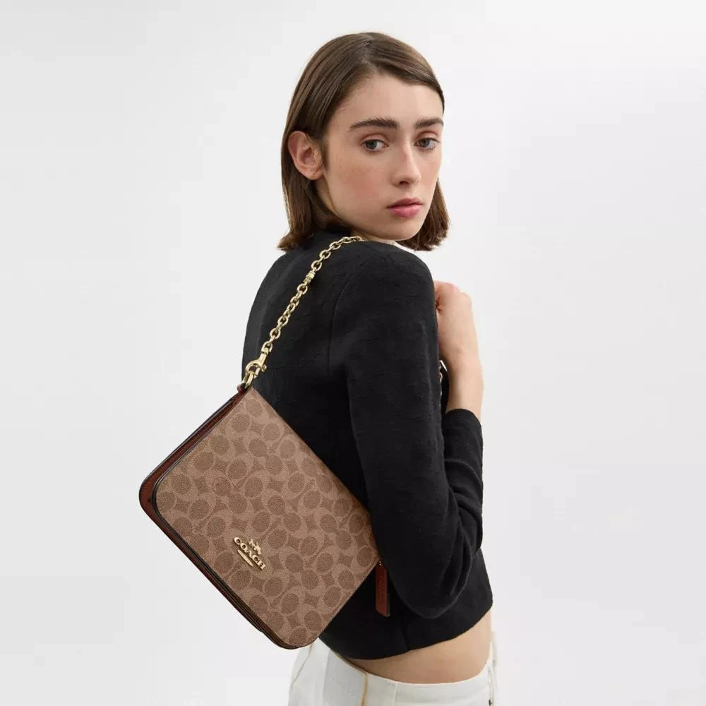 Coach Quinn Bag In Signature Canvas With Floral Chain 2