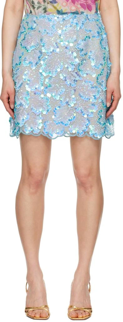 Anna Sui Blue Sequinned Miniskirt 1
