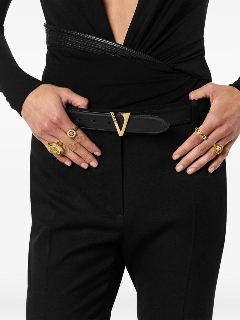 Versace Pointed Black Calf Leather Belt 2