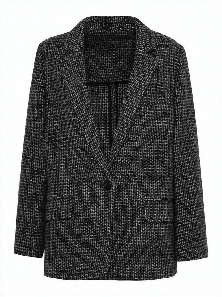 Isabel Marant Textured Grey Blazer with Notched Lapel and Subtle Check Pattern