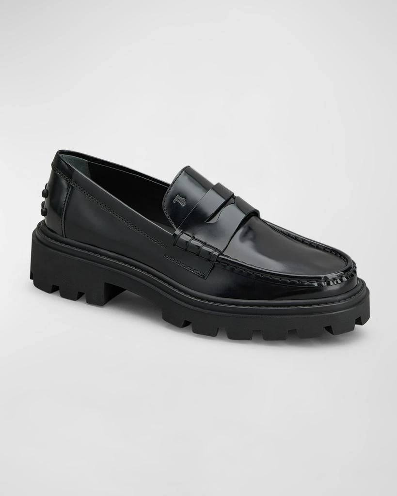 Tod's Calfskin Lug-Sole Penny Loafers 2