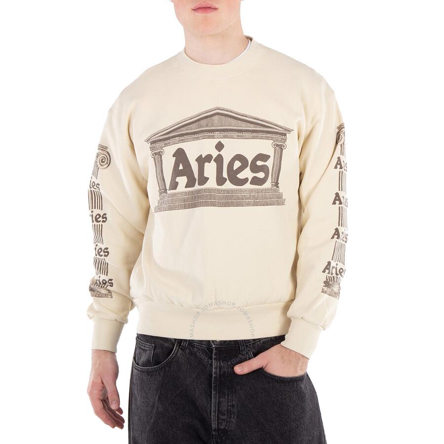 Aries Men's Beige Ancient Column Print Sweatshirt