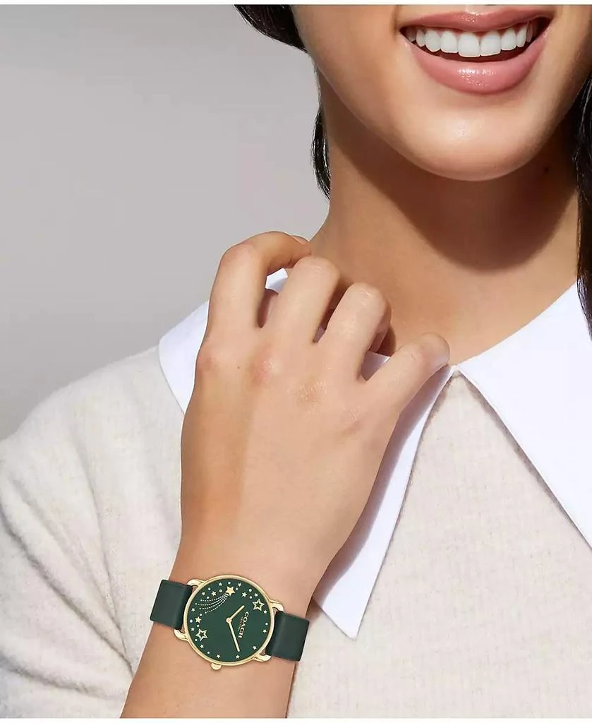 Coach Women's Elliot Green Leather Strap Watch 4