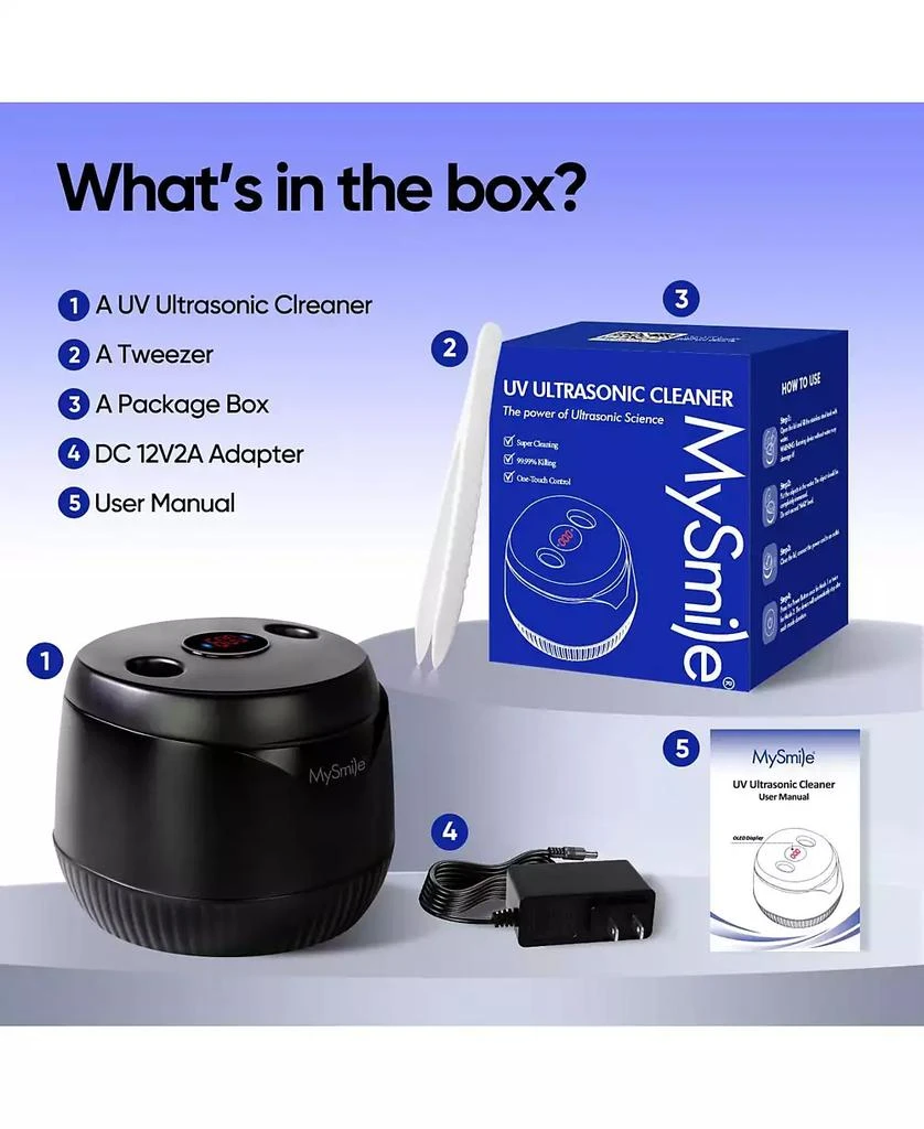 MySmile Ultrasonic Retainer Cleaner Machine, 200 mL, 45kHz with Digital Timer for Denture, Aligner, Braces, Mouthguard, 
Jewelry (Black) 8