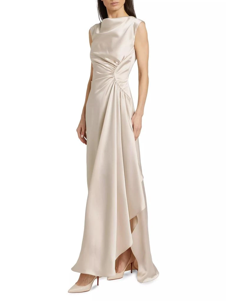 Amsale Half Moon Asymmetric Satin Gown 2