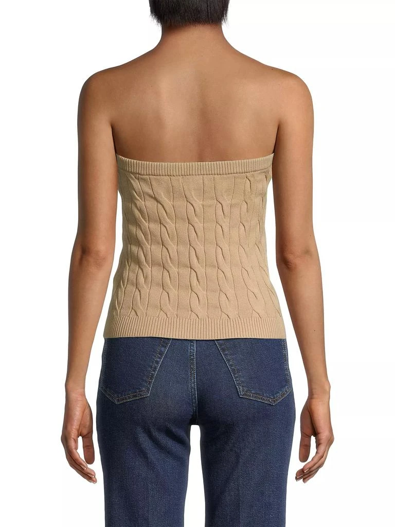 Minnie Rose Cotton Cable-Knit Strapless Top 5