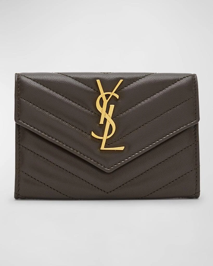 Shop YSL Monogram Small Flap Wallet in Smooth Leather on Sale at