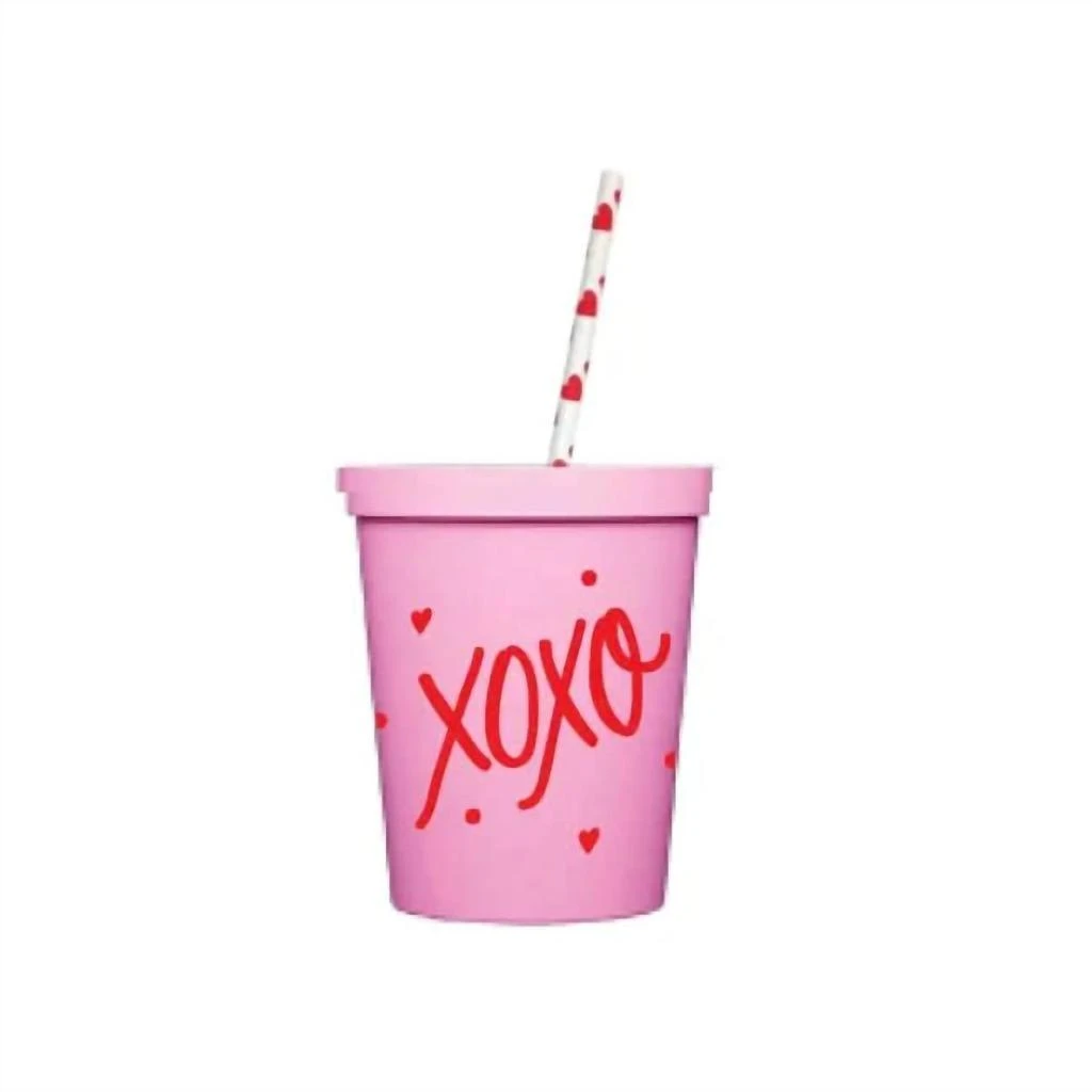 Natalie Chang Valentine
s Day Reusable Cup-Stack Set With Lids In Pink