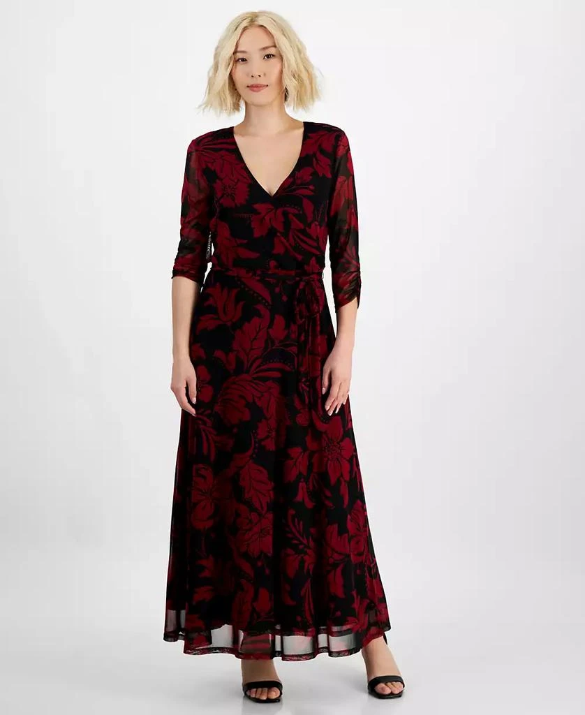JAMIE & LAYLA Petite 3/4-Sleeve Faux-Wrap Maxi Dress 1