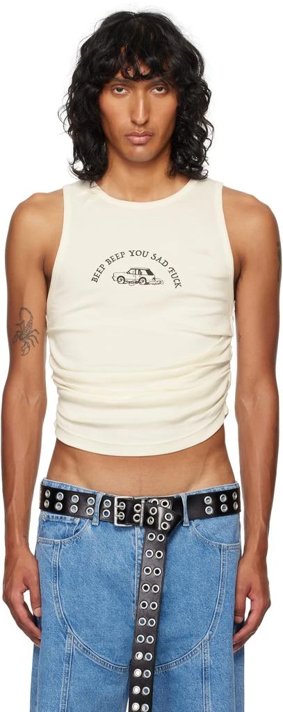 Achilles Ion Gabriel Off-White Tye Wrinkle Tank Top 1