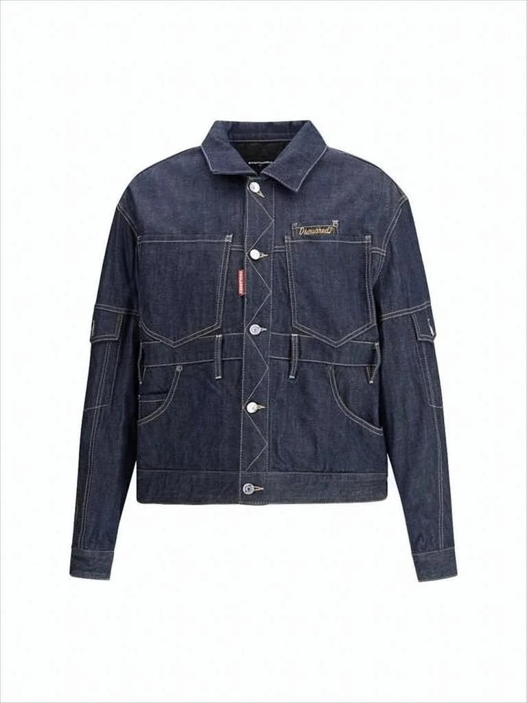 DSQUARED2 Cropped Denim Jacket with Classic Collar
