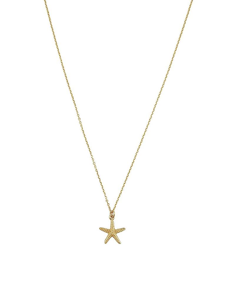 Oradina 14K Yellow Solid Gold Starfish Pendant Necklace