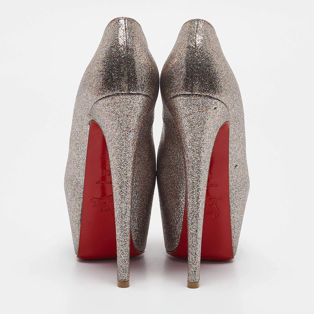 Christian Louboutin Christian Louboutin Gold Glitter Highness Peep Toe Platform Pumps Size 36.5 5