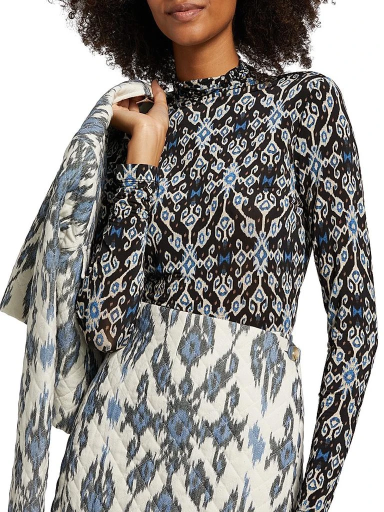 Ulla Johnson Aurelia Abstract Print Turtleneck Top 6