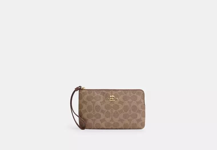 Coach Large Corner Zip Wristlet In Signature Canvas