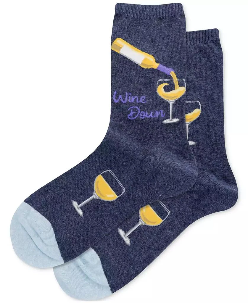 Hot Sox Women's Wine Down Printed Crew Socks 1
