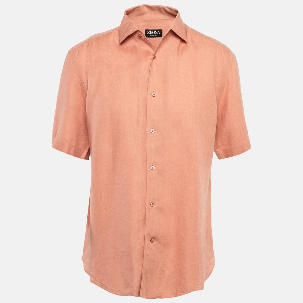Ermenegildo Zegna Ermenegildo Zegna Dust Pink Linen Short Sleeve Shirt L 1