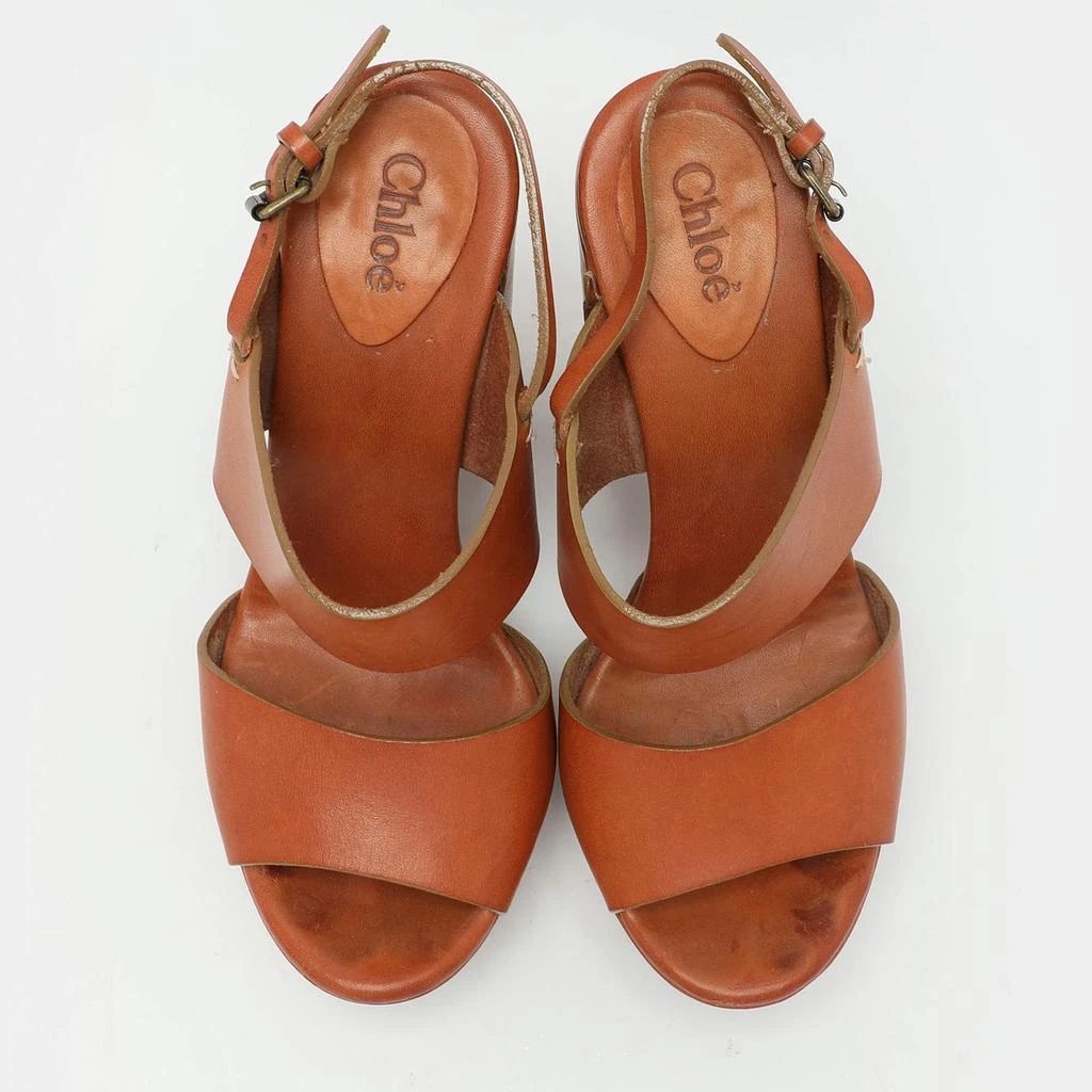 Chloé Chloe Brown Leather Platform Ankle Strap Sandals Size 35.5 3