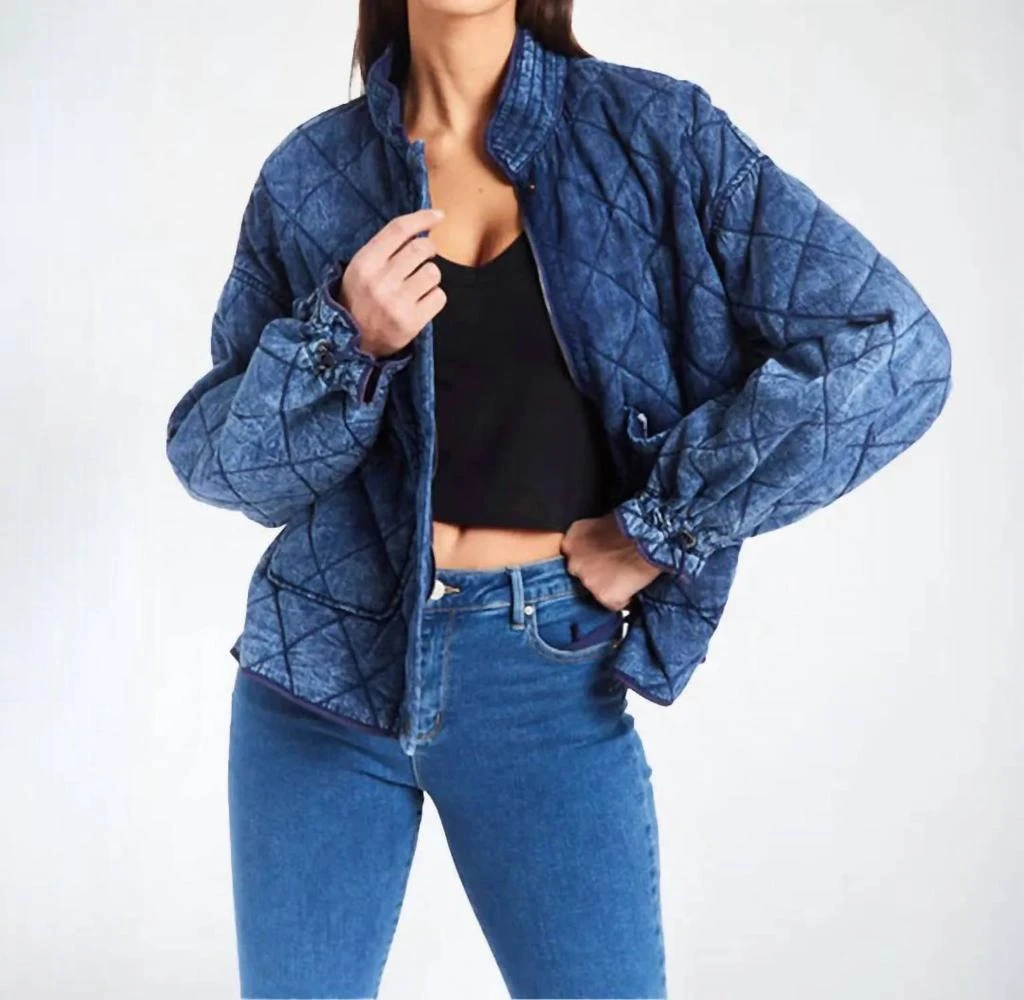 tractr Tractr - Diamond Quilted Reversible Denim Jacket