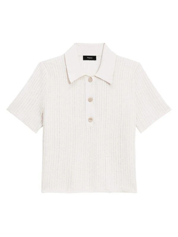 Theory Striped Linen Blend Polo 5