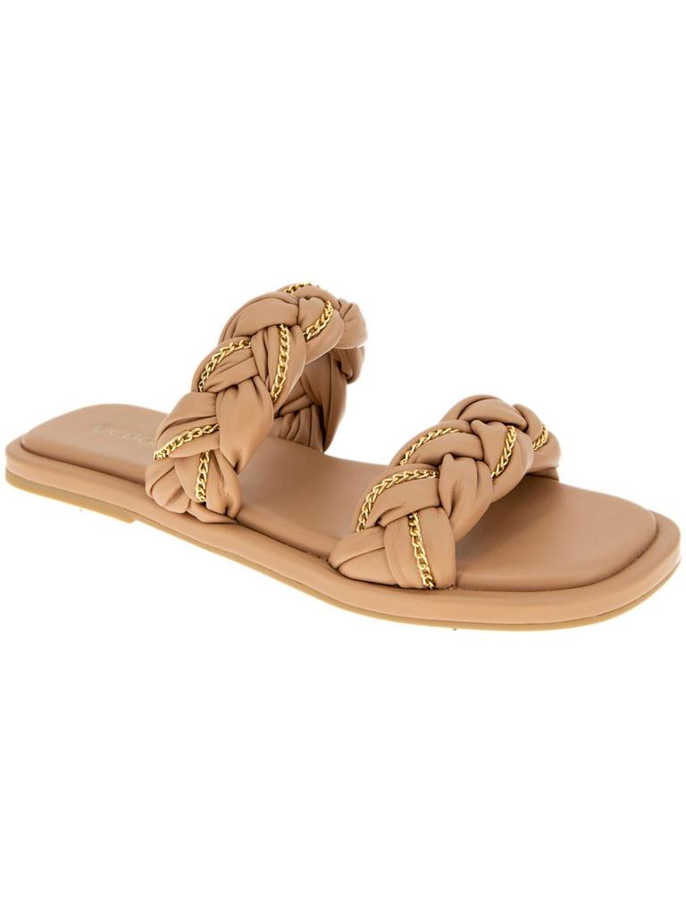 BCBGeneration Taneka Womens Faux Leather Braided Slide Sandals