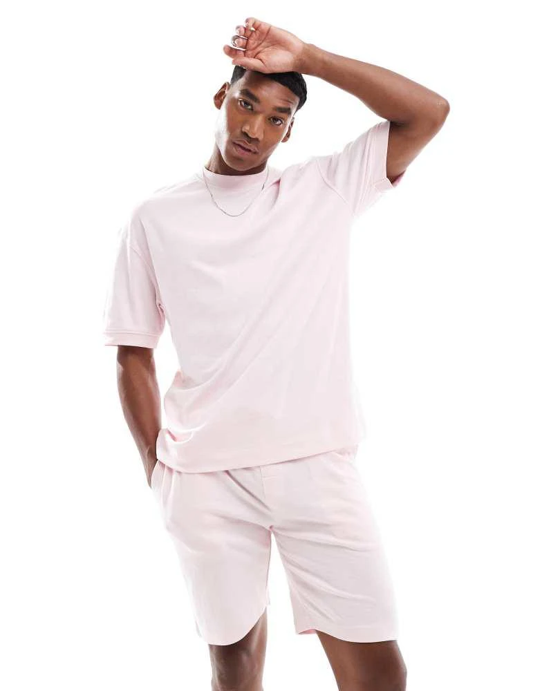 Brave Soul Brave Soul Oversized t-shirt & short co-ord set in pink 3