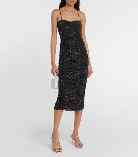 ROTATE Birger Christensen Crystal-embellished mesh midi dress 2