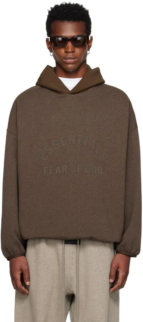 Essentials Brown Bonded Hoodie 1