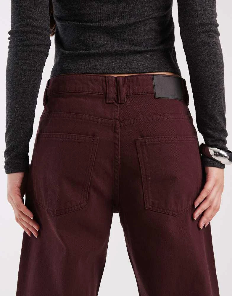 ASOS ASOS DESIGN low rise baggy jeans in burgundy 4