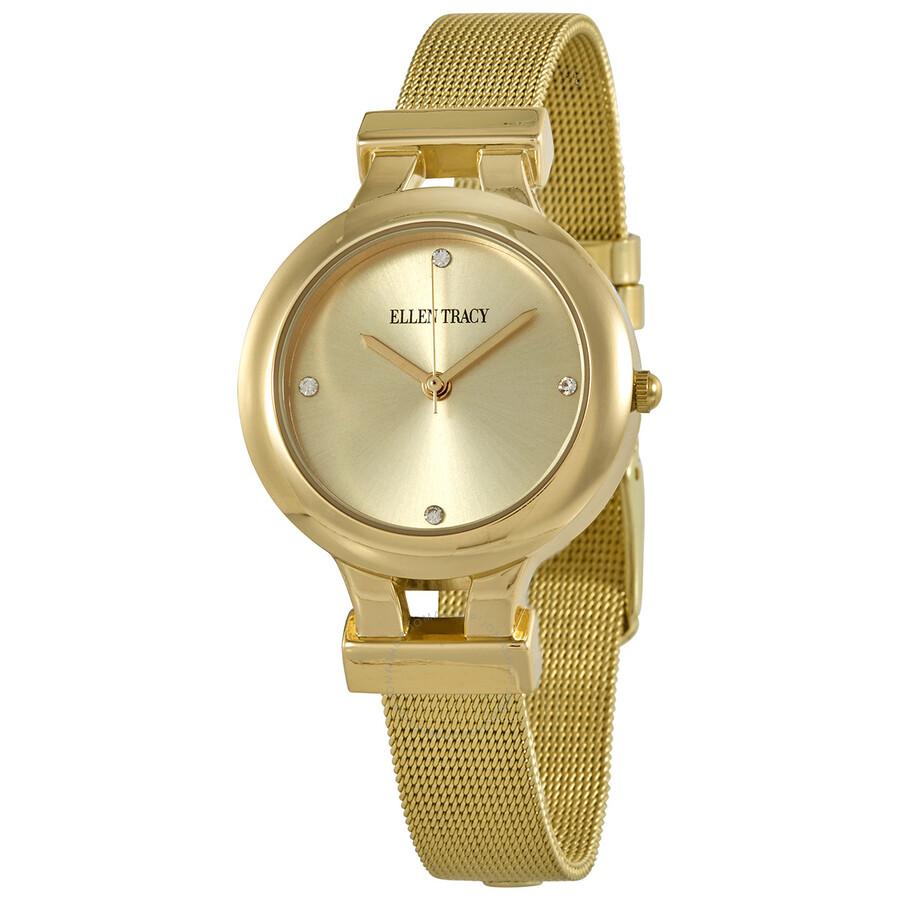 Ellen Tracy Quartz Crystal Gold Dial Ladies Watch ET5232GD