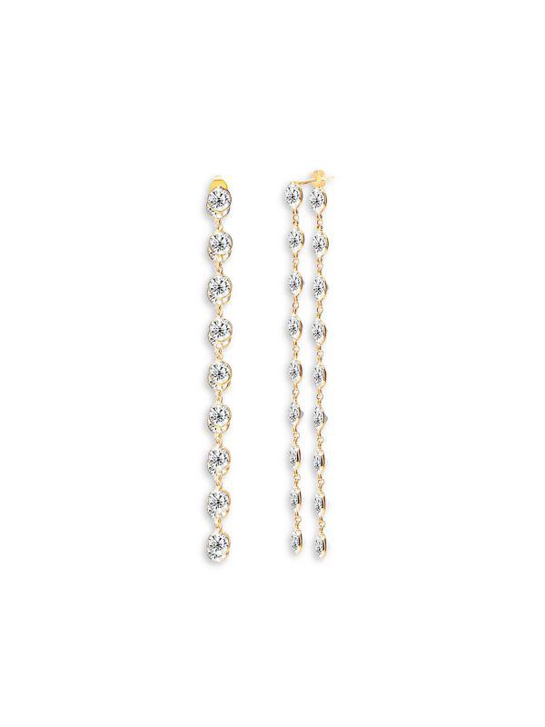 Gabi Rielle Timeless Treasures Dual Dream 14K Yellow Gold Vermeil & Crystal Drop Earrings