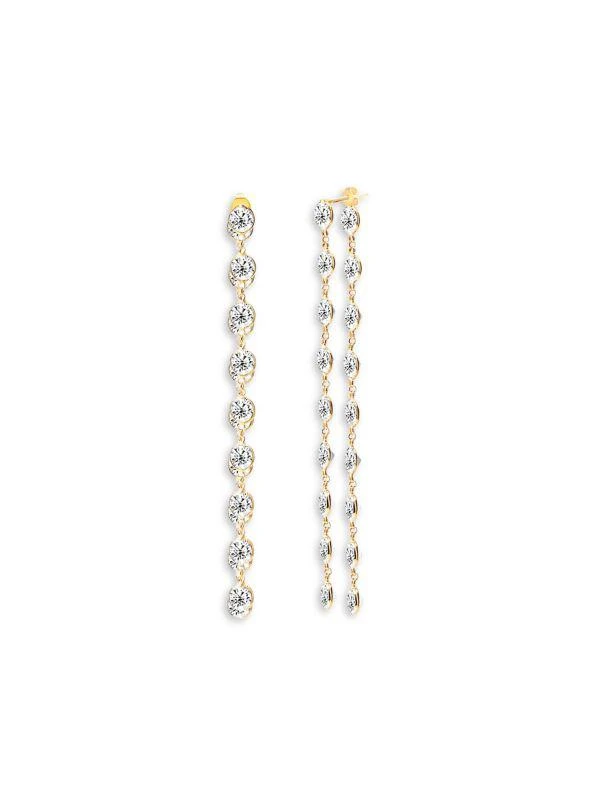 Gabi Rielle Timeless Treasures Dual Dream 14K Yellow Gold Vermeil & Crystal Drop Earrings 1