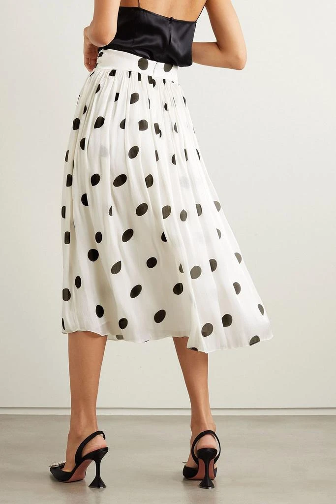 Halpern Belted polka-dot crepon midi skirt 3