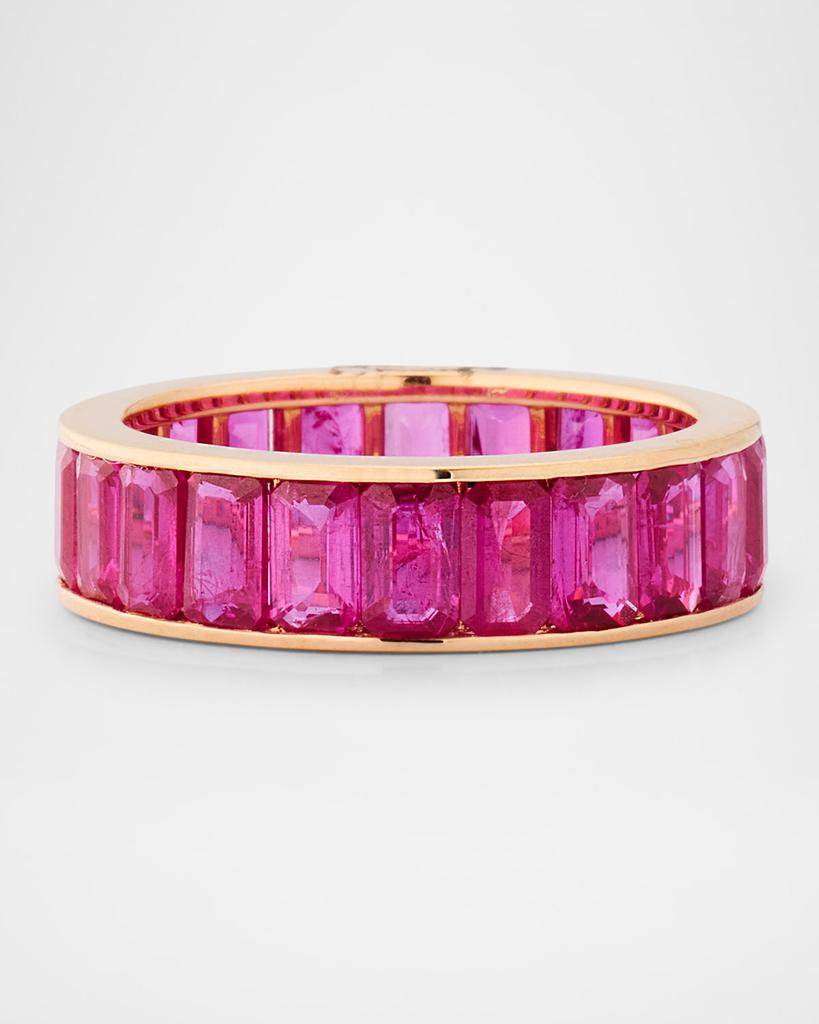 Piranesi 18K Rose Gold Pink Sapphire Eternity Band, Size 7.5