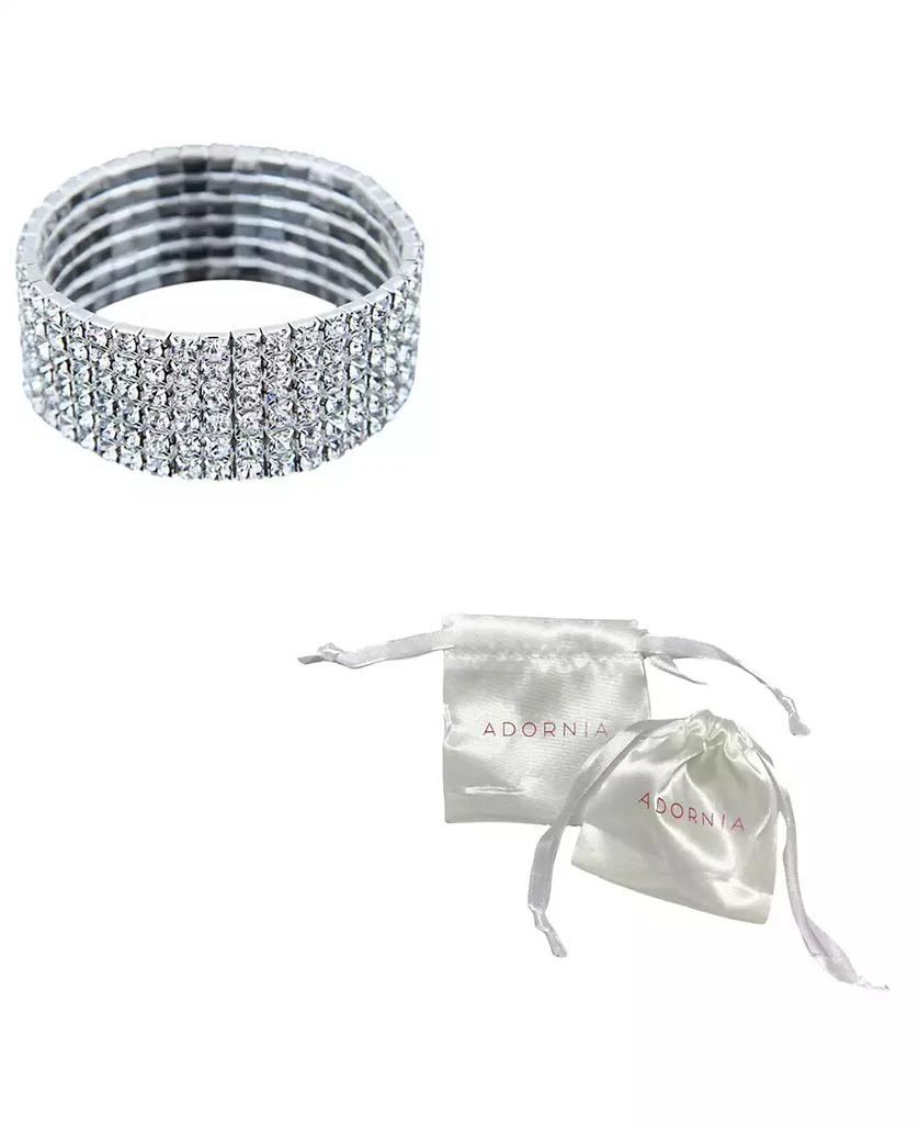 ADORNIA Rhodium Plated Stretch Wide Crystal Bracelet 2