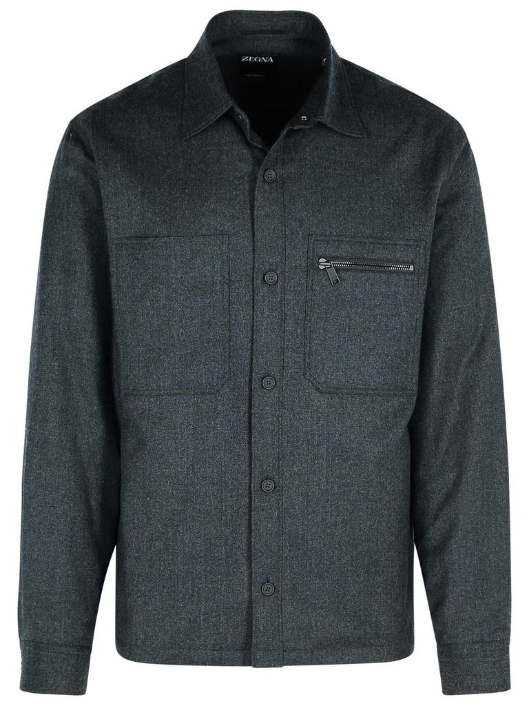 Zegna Zip Detailed Straight Hem Shirt