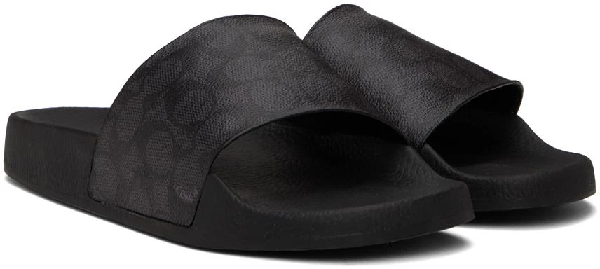 Coach Black Signature Coated Canvas Pool Slides 4