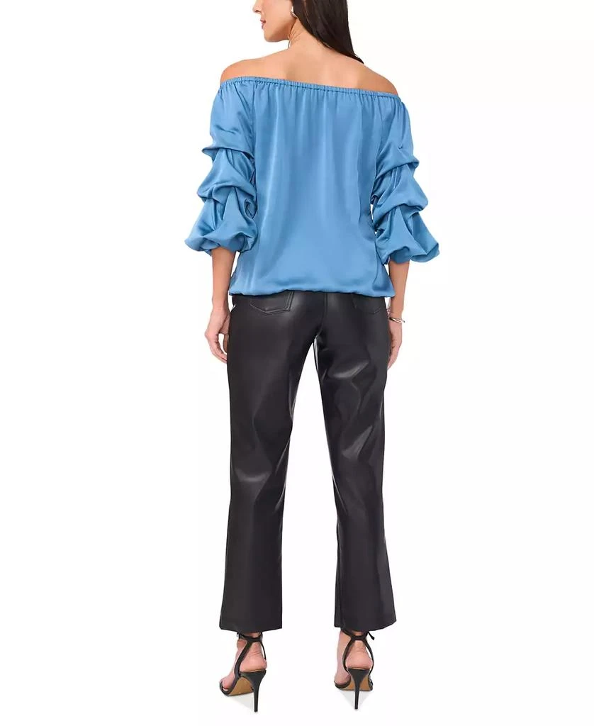 Vince Camuto Women's Off The Shoulder Bubble Sleeve Tie Front Blouse 4