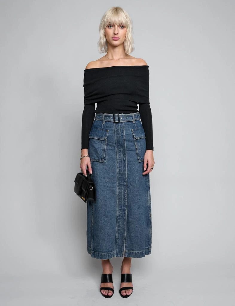 Pixie Market Rochelle Long belted Cargo Denim Skirt 1