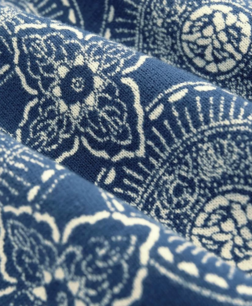 Brooks Brothers Cotton Polo Cardigan In Batik-Inspired Block Print 9