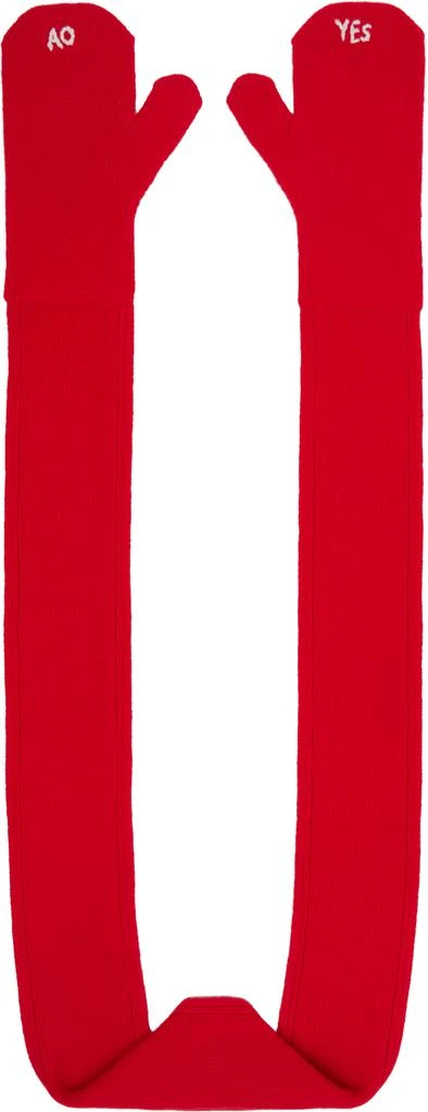 AO Yes Red Knit Scarf Gloves 1