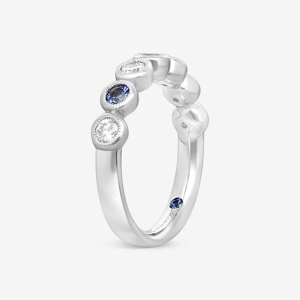 Mémoire Mémoire Toujours 18K White Gold Diamond 
Blue Sapphire 7-Stone Band Ring Sz. 6.5 EMTU125-copy 2