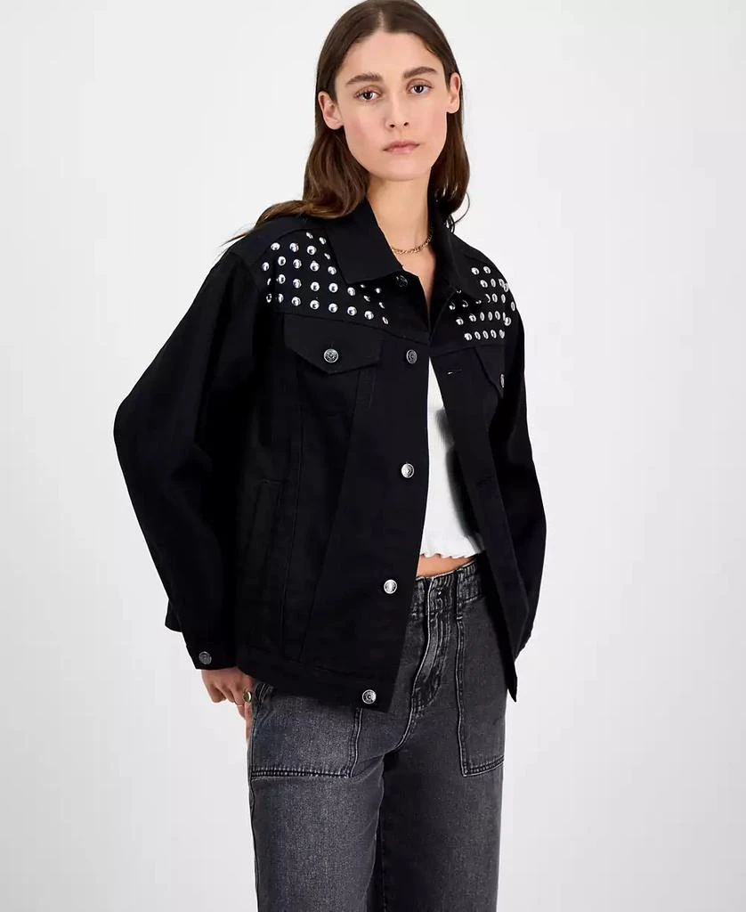 Madden Girl Juniors' Studded Boyfriend Denim Jacket 1